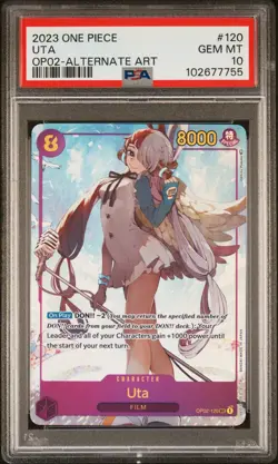 2023 ONE PIECE OP02-PARAMOUNT WAR ALTERNATE ART #120 UTA PSA 10 - Image 1