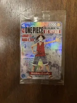 One Piece Monkey.D.Luffy US College Basketball Promo Card *SEALED* - Image 1