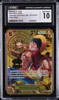 2025 ONE PIECE JPN 2ND ANNIV. SET SUPER RARE MONKEY D. LUFFY CGC 10 GEM MINT - Image 1