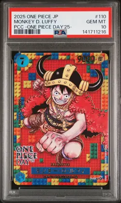2025 ONE PIECE JPN PREM CARD COLL ONE PIECE DAY'25 #110 MONKEY D. LUFFY PSA 10 - Image 1