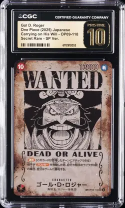2025 ONE PIECE CARRYING ON HIS WILL JPN #OP09-118 GOL D. ROGER CGC 10 PRISTINE - Image 1