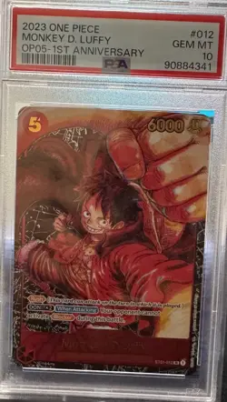 MONKEY D. LUFFY 1ST ANNIVERSARY PSA 10 ONE PIECE OP05-AWAKENING OF THE NEW ERA - Image 1