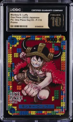 2025 ONE PIECE JPN PC ONE PIECE DAY '25 #P-110 MONKEY D. LUFFY CGC 10 PRISTINE - Image 1
