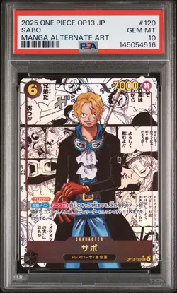 2025 ONE PIECE JPN OP13-120 CARRYING ON HIS WILL MANGA ALTERNATE ART SABO PSA 10 - Image 1