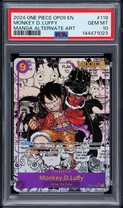 2024 ONE PIECE OP09-EMPERORS IN THE NEW WORLD #119 MONKEY D. LUFFY PSA 10 - Image 1