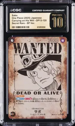 2025 ONE PIECE CARRYING ON HIS WILL JPN #OP13-120 SABO CGC 10 PRISTINE - Image 1