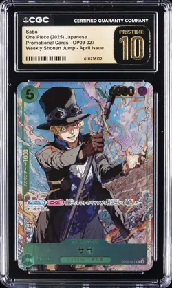 2025 ONE PIECE JPN WEEKLY SHONEN JUMP #OP09-027 SABO CGC 10 PRISTINE - Image 1