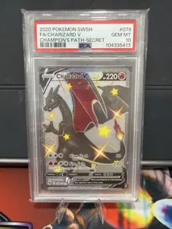 2020 POKEMON SWSH FULL ART CHARIZARD V CHAMPION'S PATH SECRET #079 PSA 10 GEM MT - Image 1