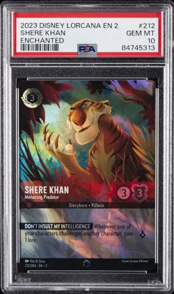 2023 DISNEY LORCANA EN 2 ENCHANTED #212 SHERE KHAN - MENACING PREDATOR PSA 10 - Image 1