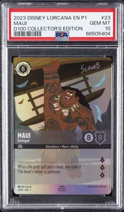 2023 DISNEY LORCANA EN DISNEY100 COLLECTOR'S EDITION GIFT MAUI DEMIGOD PSA 10 - Image 1