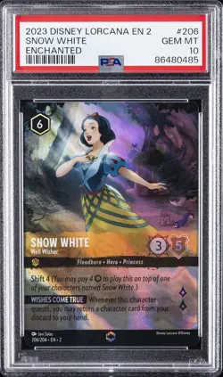2023 DISNEY LORCANA EN 2-RISE OF THE FLOODBORN ENCHANTED SNOW WHITE PSA 10 - Image 1