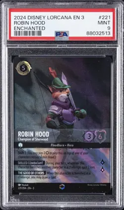 2024 DISNEY LORCANA EN 3 ENCHANTED ROBIN HOOD CHAMPION OF SHERWOOD PSA 9 - Image 1