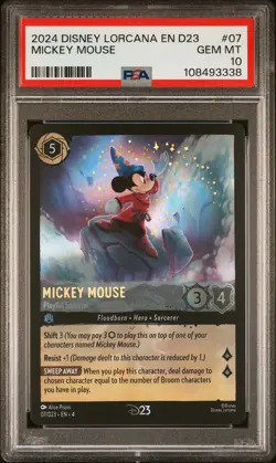 2024 DISNEY LORCANA EN D23-D23 EXPO PROMO MICKEY MOUSE PLAYFUL SORCERER PSA 10 - Image 1