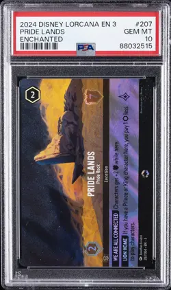 2024 DISNEY LORCANA EN 3-INTO THE INKLANDS ENCHANTED #207 PRIDE LANDS PSA 10 - Image 1