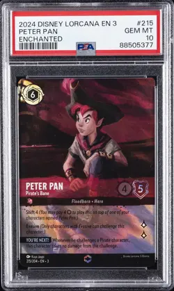 2024 DISNEY LORCANA EN 3-INTO THE INKLANDS ENCHANTED #215 PETER PAN PSA 10 - Image 1