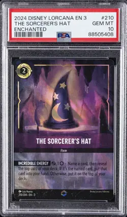2024 DISNEY LORCANA EN 3-INTO THE INKLANDS ENCHANTED THE SORCERER'S HAT PSA 10 - Image 1