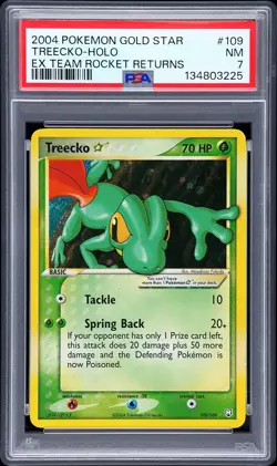 2004 POKEMON EX TEAM ROCKET RETURNS GOLD STAR #109 TREECKO-HOLO PSA 7 - Image 1