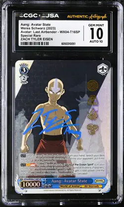Weiss Schwarz CGC 10 Aang: Avatar State ATLA/WX04-T16SP SP Zach Tyler Eisen Auto - Image 1