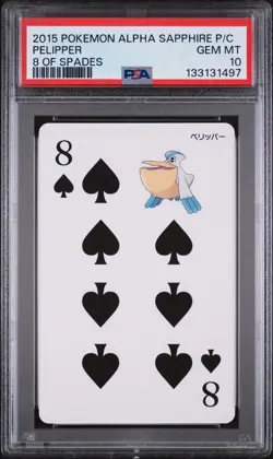 2015 POKEMON ALPHA SAPPHIRE PLAYING CARDS 8 OF SPADES PELIPPER PSA 10 - Image 1