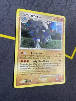 SWIRL+HOLO BLEED Pokemon Mysterious Treasures Rampardos 33/123 Holo LP Card - Image 2