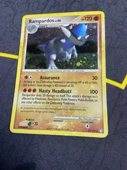 SWIRL+HOLO BLEED Pokemon Mysterious Treasures Rampardos 33/123 Holo LP Card - Image 3