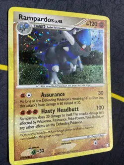 SWIRL+HOLO BLEED Pokemon Mysterious Treasures Rampardos 33/123 Holo LP Card - Image 5