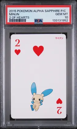 2015 POKEMON ALPHA SAPPHIRE PLAYING CARDS 2 OF HEARTS MINUN PSA 10 - Image 1