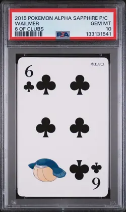 2015 POKEMON ALPHA SAPPHIRE PLAYING CARDS 6 OF CLUBS WAILMER PSA 10 - Image 1