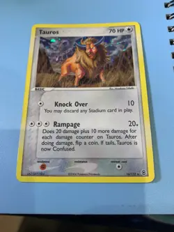 Pokemon Card - Tauros FireRed & LeafGreen 16/112 Reverse Holo BACK IS WORN - Image 1