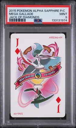 2015 POKEMON ALPHA SAPPHIRE PLAYING CARDS JACK OF DIAMONDS MEGA GALLADE PSA 9 - Image 1