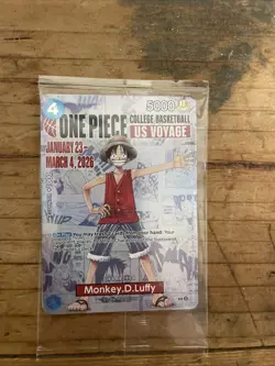 One Piece Monkey D. Luffy US Voyage College Basketball Promo Card Sealed - Image 1