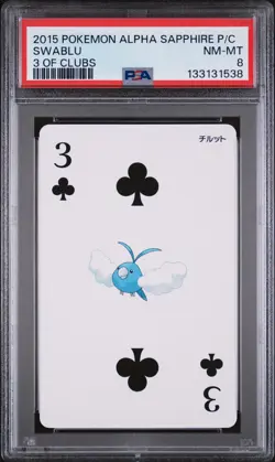 2015 POKEMON ALPHA SAPPHIRE PLAYING CARDS 3 OF CLUBS SWABLU PSA 8 - Image 1