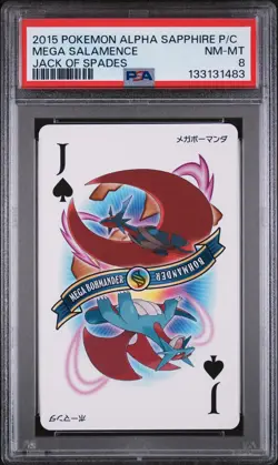 2015 POKEMON ALPHA SAPPHIRE PLAYING CARDS JACK OF SPADES MEGA SALAMENCE PSA 8 - Image 1