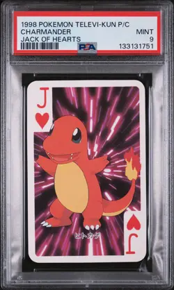 1998 POKEMON TELEVI-KUN MAGAZINE PLAYING CARDS JACK OF HEARTS CHARMANDER PSA 9 - Image 1