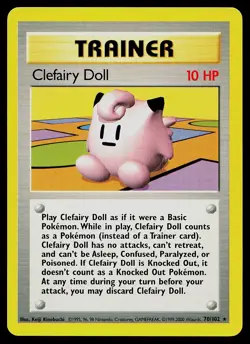 Pokemon Card - Clefairy Doll Base Set 70/102 Rare UK 4th Print 1999-2000 - Image 1