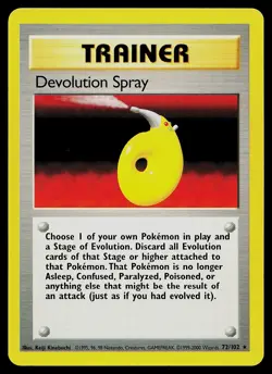 Pokemon Card - Devolution Spray Base Set 72/102 Rare UK 4th Print 1999-2000 - Image 1