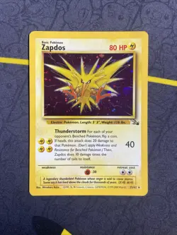 Pokemon TCG Zapdos Holo Rare Card 15/62 Fossil Unlimited - LP - Image 1