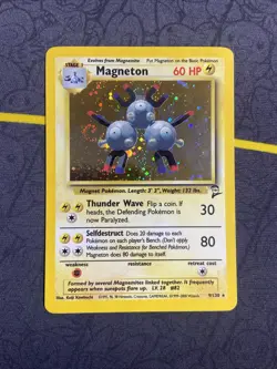 SWIRL Pokemon Card Magneton Base Set 2 2000 Holo 9/130 LP - Image 1