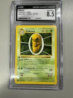 CGC 8.5 Kakuna 1999 Base Set 1st Edition 33/102 Pokemon Card - Image 1
