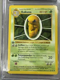 CGC 8.5 Kakuna 1999 Base Set 1st Edition 33/102 Pokemon Card - Image 3