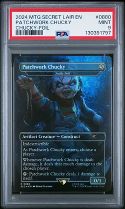 2024 MTG SECRET LAIR DROP CHUCKY-FOIL #0880 PATCHWORK CHUCKY PSA 9 - Image 1