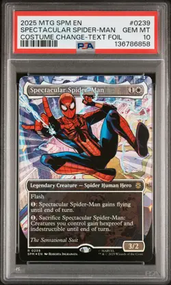 2025 MTG MARVEL'S SPIDER-MAN BORDERLESS-TEXTURED SPECTACULAR SPIDER-MAN PSA 10 - Image 1
