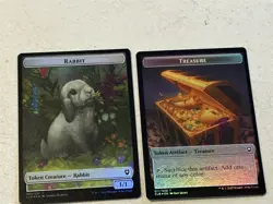 2 x mtg foil token Rabbit // Treasure, 004/017, Baldur's Gate, unplayed - Image 2