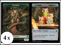 MTG - 4 x Squirrel / Treasure Token - Bloomburrow Commander - Playset 4x x4 - Image 1