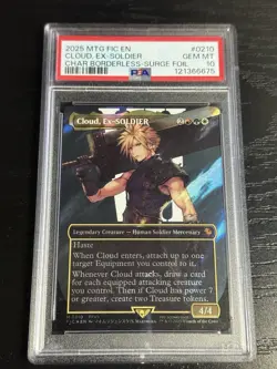 Magic: The Gathering Cloud, Ex-SOLDIER Borderless Surge Foil PSA 10 #210 - Image 1