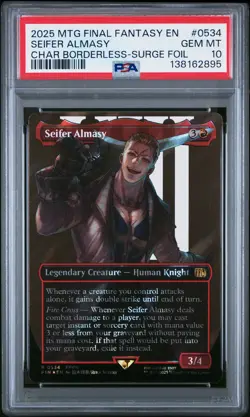 2025 MTG FINAL FANTASY CHARACTER BORDERLESS-SURGE FOIL SEIFER ALMASY PSA 10 - Image 1