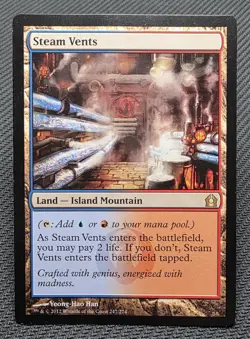 MTG Steam Vents- DAMAGED/INKED -Return to Ravnica Magic the Gathering Card # 247 - Image 1
