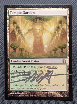 MTG Temple Garden- Signed -Return to Ravnica Magic the Gathering Card # 248 - Image 1