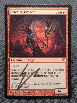 MTG Balefire Dragon- Signed -Innistrad Magic the Gathering Card # 129 - Image 1