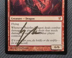 MTG Balefire Dragon- Signed -Innistrad Magic the Gathering Card # 129 - Image 4